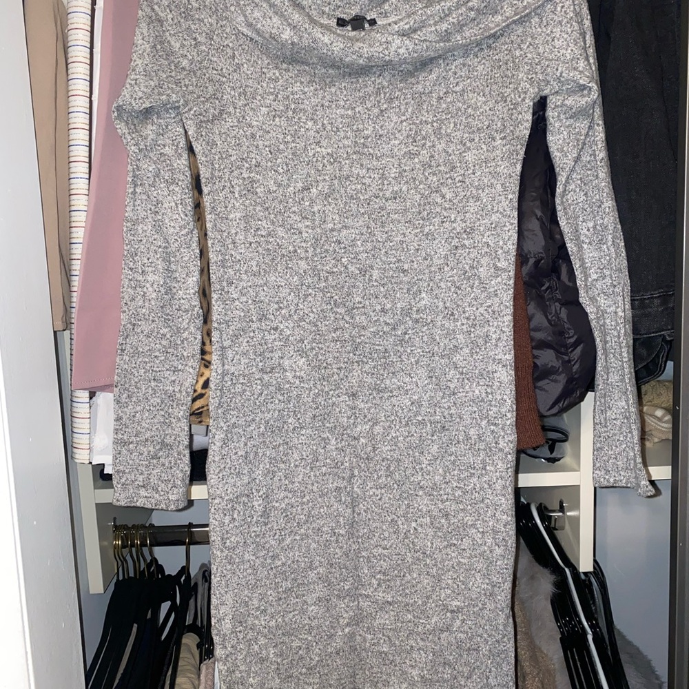 Express Gray Long Sleeve Dress